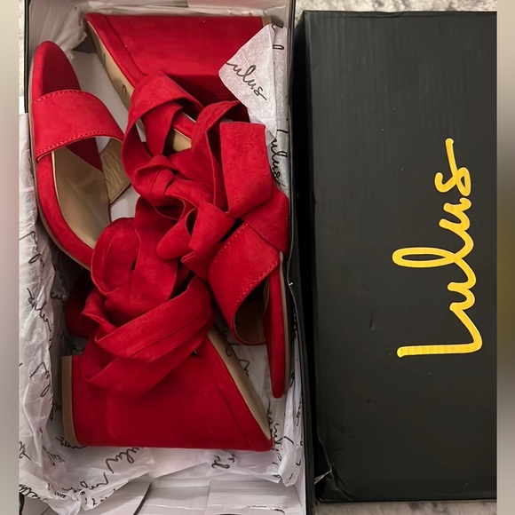 Lulu's Shoes Brand New Red Lace Up Heels Poshmark